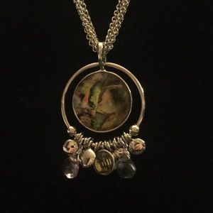 Lia Sophia “Opulent” abalone&cut crystals Necklace